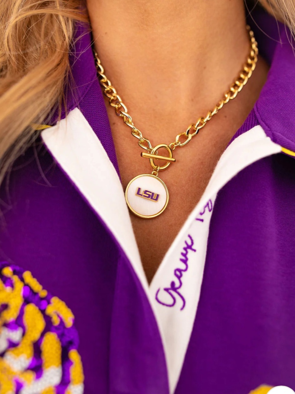 LSU Purple Polo Mini Dress by Collegiate Brand - Picture 2 of 7